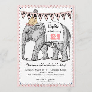 Vintage Inbjudan till Elephant Circus Parad