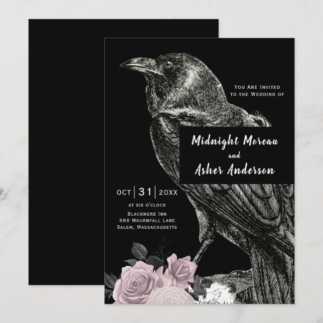 Vintage - inbjudan till Gothic Wedding (Fram/baksida)