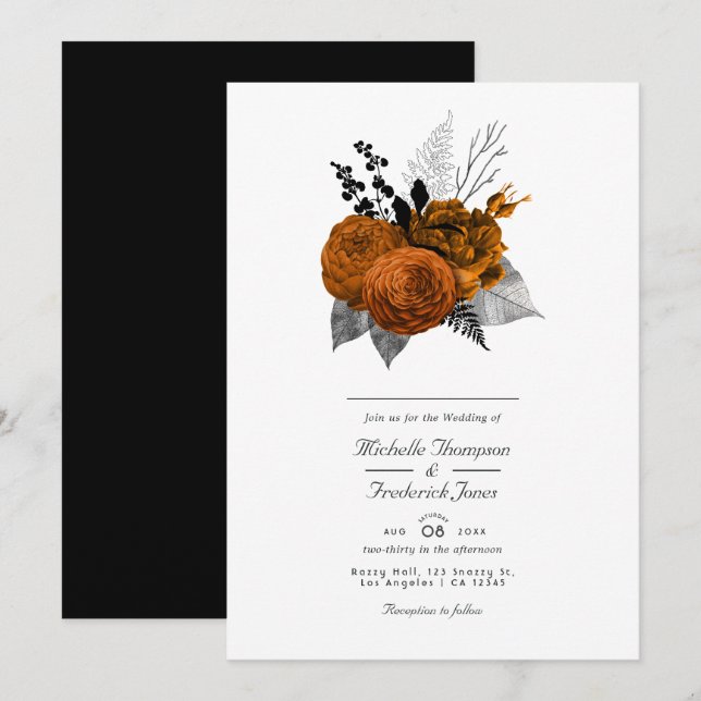 Vintage - inbjudan till Gothic Wedding (Fram/baksida)