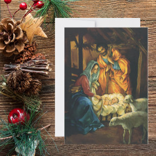 Vintage-inbjudan till julfesten Nativitetscen Inbjudningar