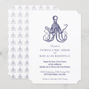 Vintage Inbjudan till texturerad oktopus