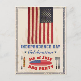 Vintage Independence day 4:e JULY BBQ Party Inbjudan Vykort