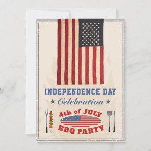 Vintage Independence day 4:e JULY BBQ Party Inbjudningar