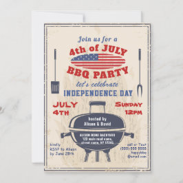 Vintage Independence day 4:e JULY BBQ Party Inbjudningar