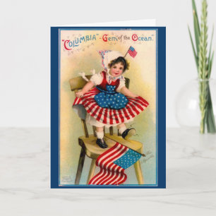 Vintage Independence day Girl Kort