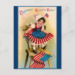 Vintage Independence day Girl Vykort