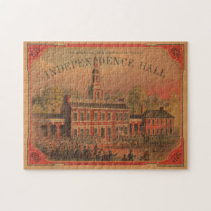 Vintage Independence Hall Illustration (1878) Pussel
