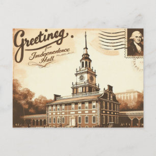 Vintage Independence Hall vykort