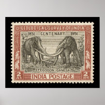 Vintage India Postage Frimärke Travel Poster