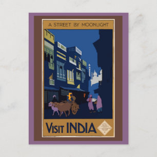 Vintage India Retro Travel Tourism Vykort