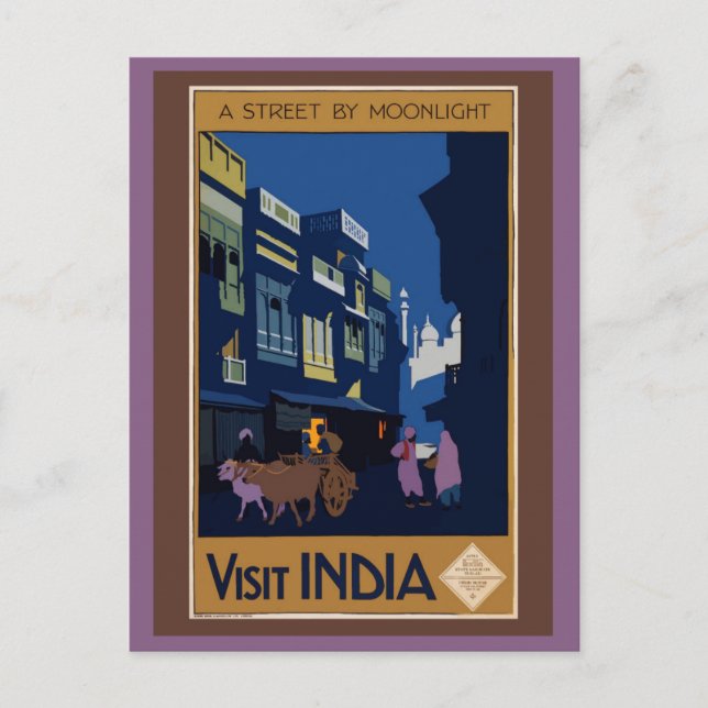 Vintage India Retro Travel Tourism Vykort (Framsida)