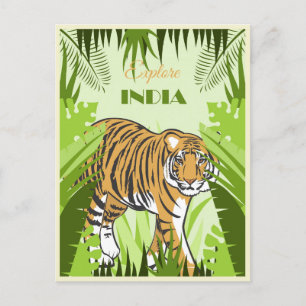 Vintage India Tiger Travel Vykort