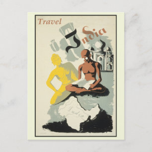 Vintage India Travel Poster Vykort