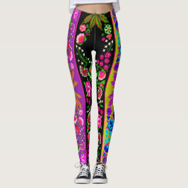 Vintage Indian Boho Blommigt Multi Leggings