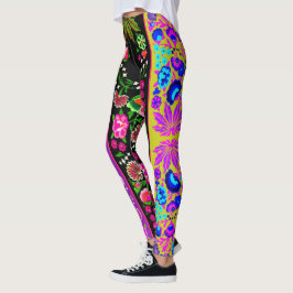 Vintage Indian Boho Blommigt Multi Leggings