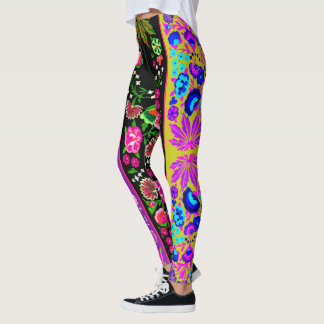 Vintage Indian Boho Blommigt Multi Leggings
