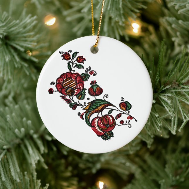 Vintage Indian Cotton Chintz Fabric Julgransprydnad Keramik (Träd)