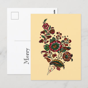 Vintage Indian Cotton Chintz Fabric Vykort