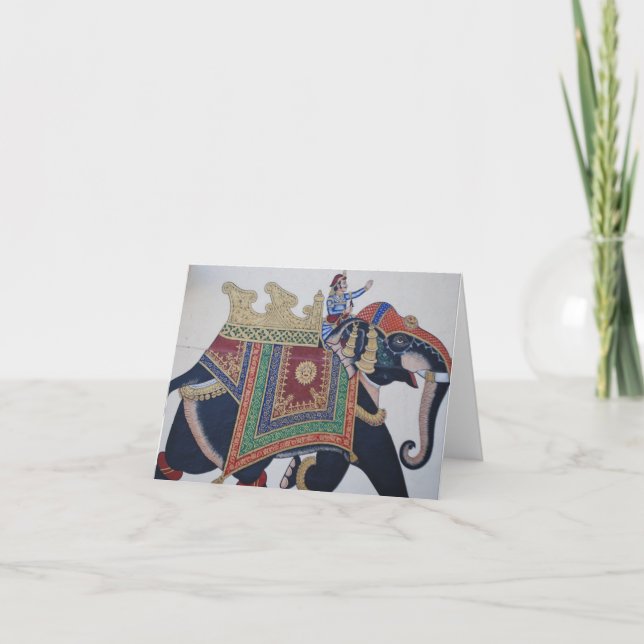 Vintage Indian Elephant - Note Card Kort (Framsida)