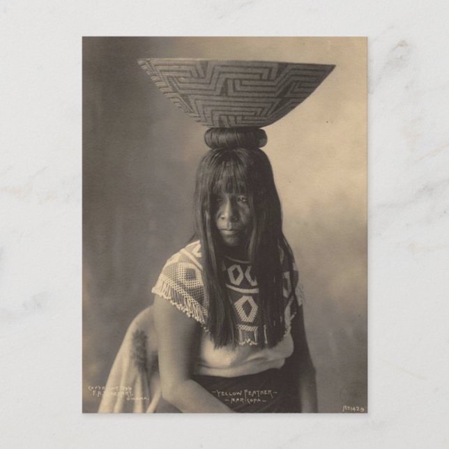 Vintage indian: Gult Feather, Maricopa - Vykort (Framsida)
