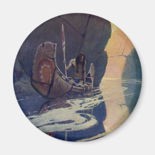 Vintage Indian Kanot Paddling Sol Klassiker Magnet