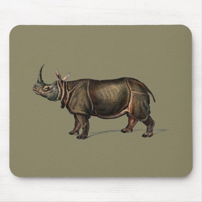Vintage Indian Rhino Illustration Gift Musmatta (Framsidan)