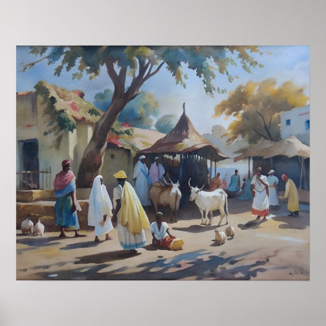 Vintage Indian Village Art Poster (Framsidan)