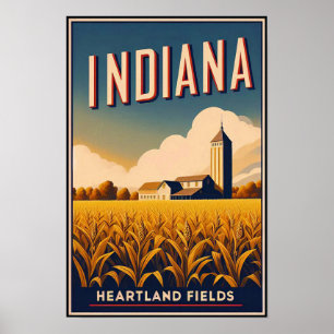 Vintage Indiana Bondelandskap Poster