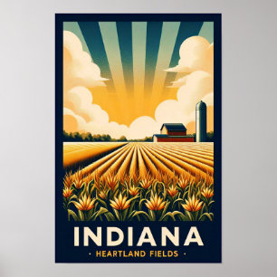 Vintage Indiana Bondelandskapsaffisch Poster