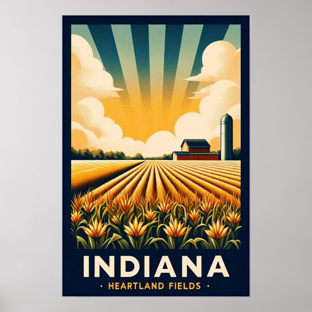 Vintage Indiana Bondelandskapsaffisch Poster (Framsidan)