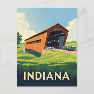 Vintage Indiana Covered Bridge Vykort