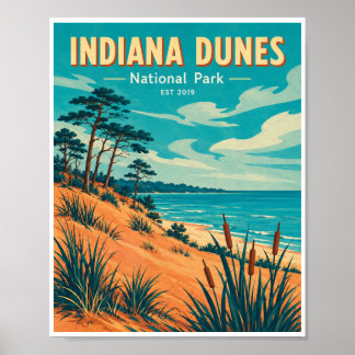 Vintage Indiana Dunes National Park Resa Poster