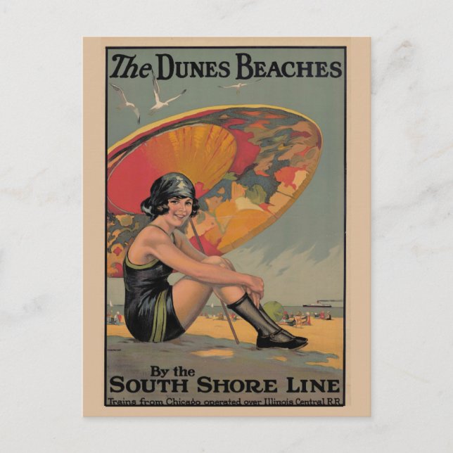 Vintage Indiana Dunes State Park Travel Vykort (Framsida)