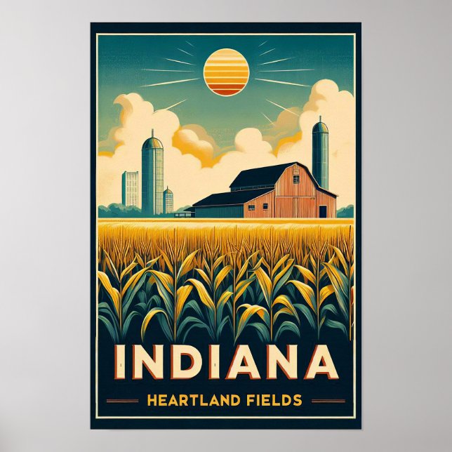 Vintage Indiana Farm Landscape Poster (Framsidan)