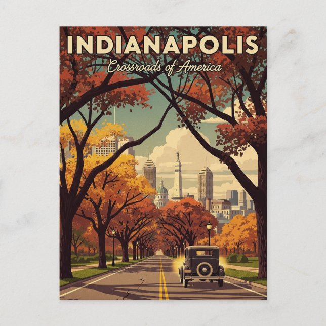 Vintage Indiana Indianapolis Vykort (Framsida)