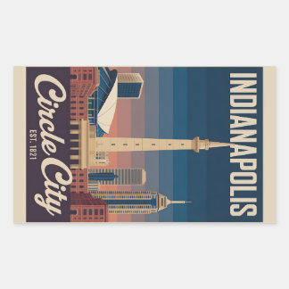 Vintage Indianapolis Indiana Retro Cityscape Trave Rektangulärt Klistermärke