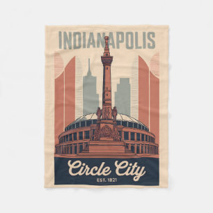 Vintage Indianapolis Indiana Retro Stadssilhuett K Fleecefilt