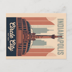 Vintage Indianapolis Indiana Retro Stadssilhuett K Helg Vykort