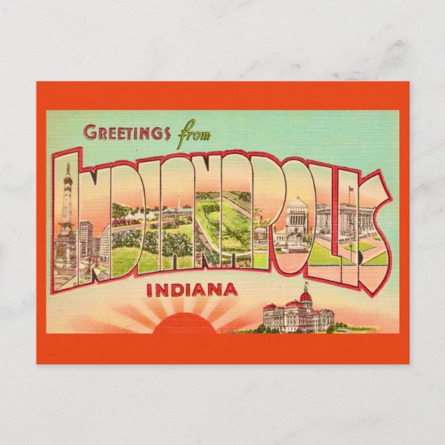 Vintage Indianapolis julkort hälsning Vykort (Framsida)