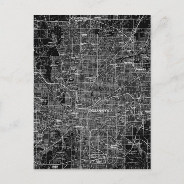 Vintage Indianapolis Karta Vykort (Framsida)