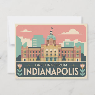 Vintage Indianapolis vykort Hälsning från