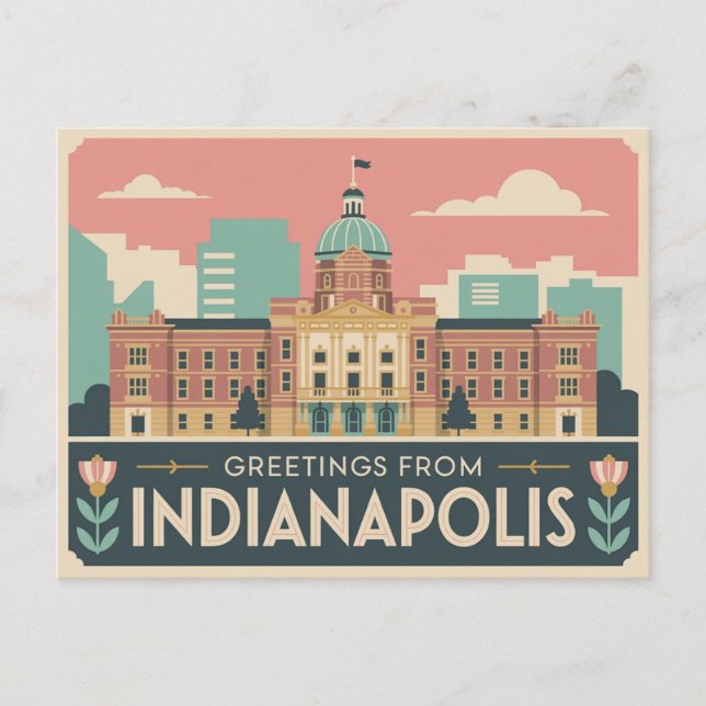 Vintage Indianapolis vykort | Hälsning från (Framsida)