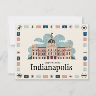 Vintage Indianapolis vykort   Hälsning från