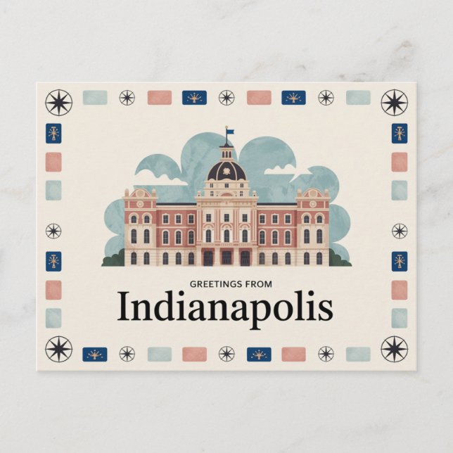 Vintage Indianapolis vykort | Hälsning från (Framsida)