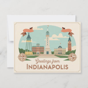 Vintage Indianapolis vykort   Hälsning från