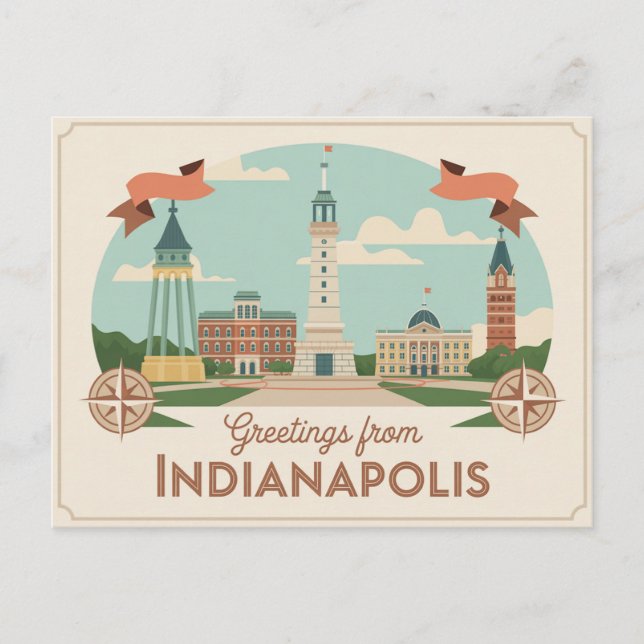Vintage Indianapolis vykort | Hälsning från (Framsida)