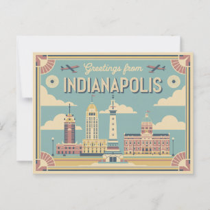 Vintage Indianapolis vykort   Hälsning från