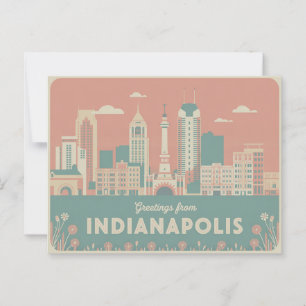 Vintage Indianapolis vykort Hälsning från