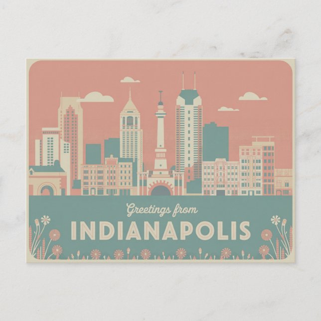 Vintage Indianapolis vykort | Hälsning från (Framsida)