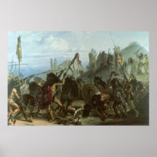 Vintage indianer, Bison-dans av Karl Bodmer Poster